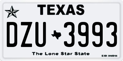 TX license plate DZU3993
