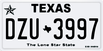 TX license plate DZU3997