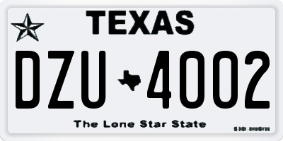 TX license plate DZU4002