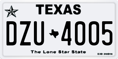 TX license plate DZU4005