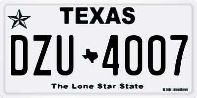 TX license plate DZU4007