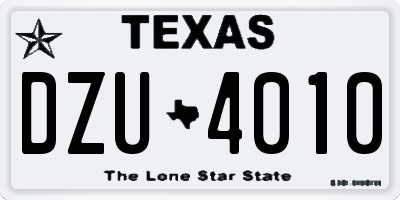 TX license plate DZU4010