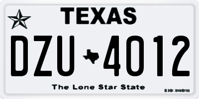 TX license plate DZU4012