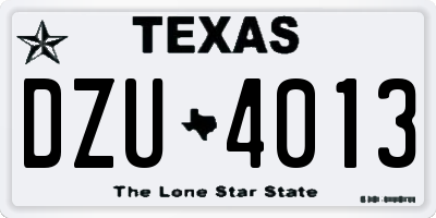 TX license plate DZU4013