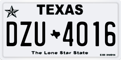 TX license plate DZU4016
