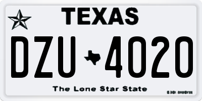 TX license plate DZU4020