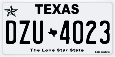 TX license plate DZU4023