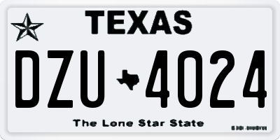 TX license plate DZU4024