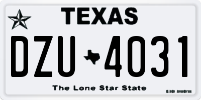 TX license plate DZU4031