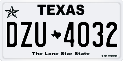 TX license plate DZU4032