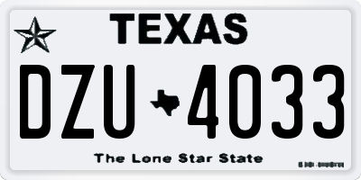 TX license plate DZU4033