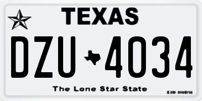 TX license plate DZU4034