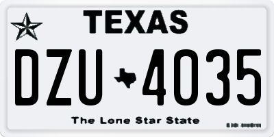 TX license plate DZU4035