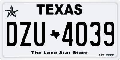 TX license plate DZU4039