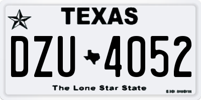 TX license plate DZU4052