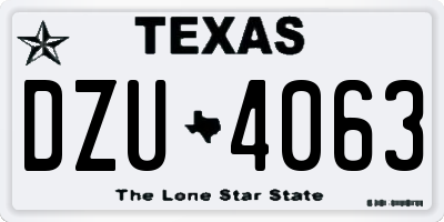 TX license plate DZU4063