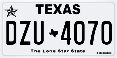 TX license plate DZU4070