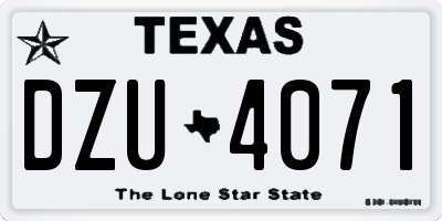 TX license plate DZU4071