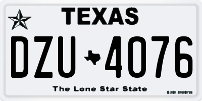 TX license plate DZU4076
