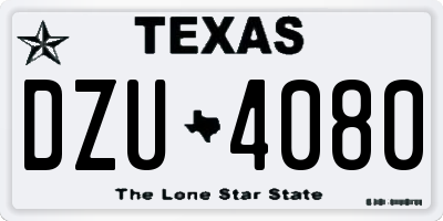 TX license plate DZU4080