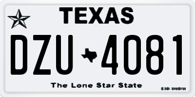TX license plate DZU4081