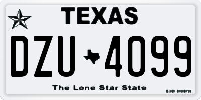 TX license plate DZU4099