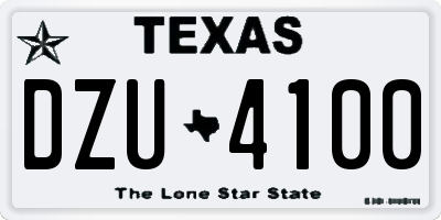 TX license plate DZU4100