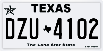TX license plate DZU4102