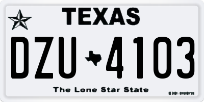 TX license plate DZU4103