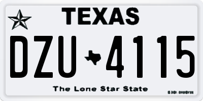 TX license plate DZU4115