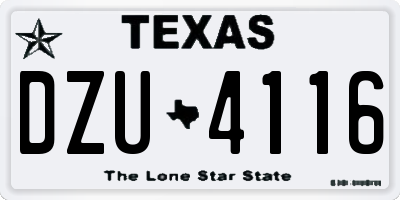 TX license plate DZU4116