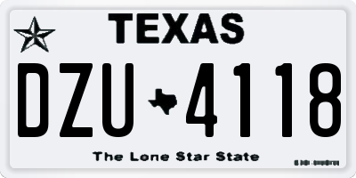 TX license plate DZU4118