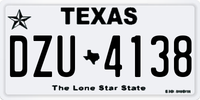 TX license plate DZU4138