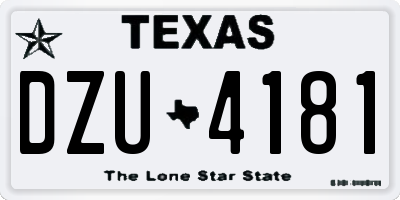 TX license plate DZU4181