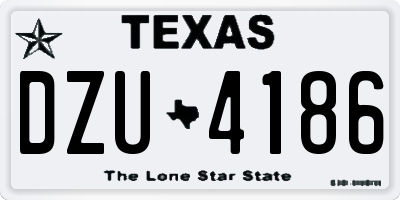 TX license plate DZU4186