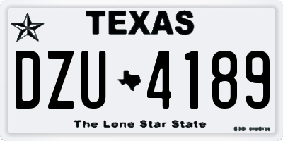 TX license plate DZU4189