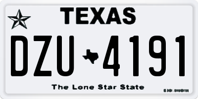 TX license plate DZU4191