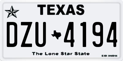 TX license plate DZU4194