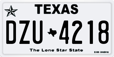 TX license plate DZU4218