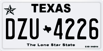 TX license plate DZU4226