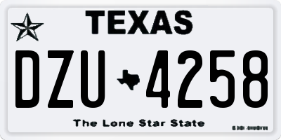 TX license plate DZU4258