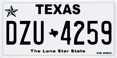 TX license plate DZU4259