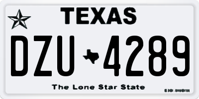 TX license plate DZU4289