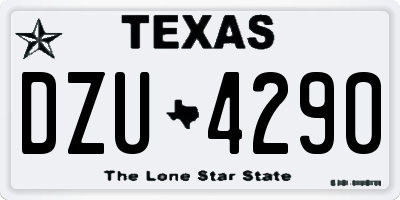 TX license plate DZU4290