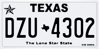 TX license plate DZU4302