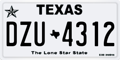 TX license plate DZU4312