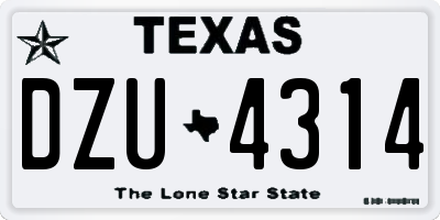 TX license plate DZU4314