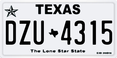 TX license plate DZU4315