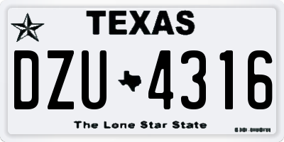 TX license plate DZU4316