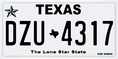 TX license plate DZU4317